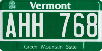 VT license plate AHH768