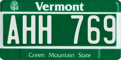 VT license plate AHH769
