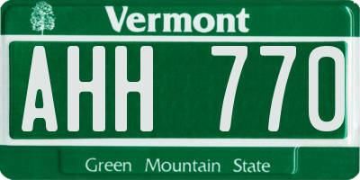 VT license plate AHH770