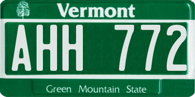 VT license plate AHH772
