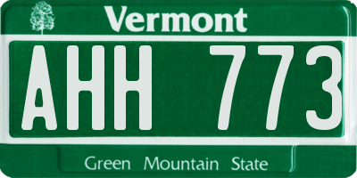 VT license plate AHH773