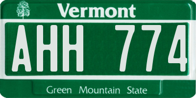 VT license plate AHH774