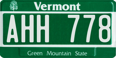 VT license plate AHH778