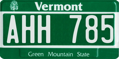 VT license plate AHH785