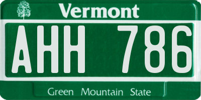 VT license plate AHH786