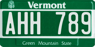 VT license plate AHH789