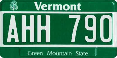 VT license plate AHH790
