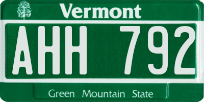 VT license plate AHH792