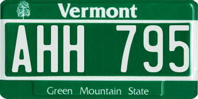 VT license plate AHH795