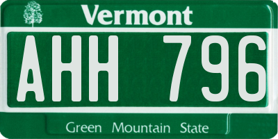 VT license plate AHH796