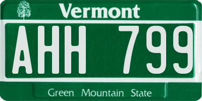 VT license plate AHH799