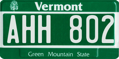 VT license plate AHH802