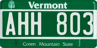 VT license plate AHH803