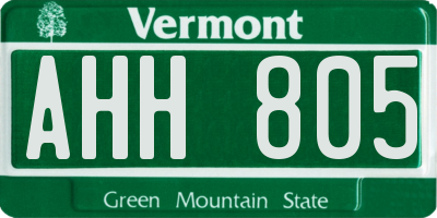 VT license plate AHH805