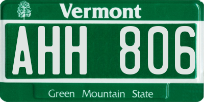 VT license plate AHH806