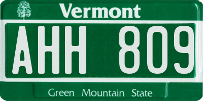 VT license plate AHH809