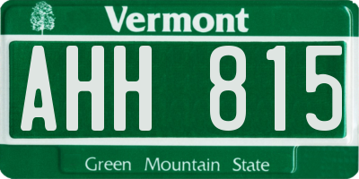 VT license plate AHH815
