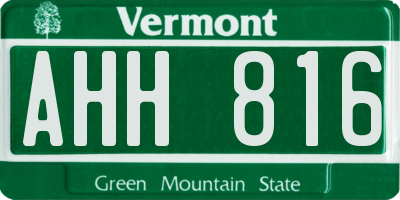 VT license plate AHH816