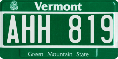 VT license plate AHH819