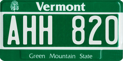VT license plate AHH820