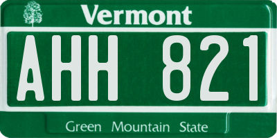 VT license plate AHH821