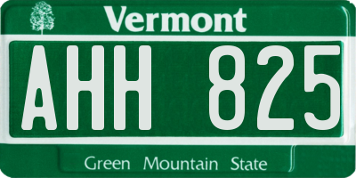 VT license plate AHH825