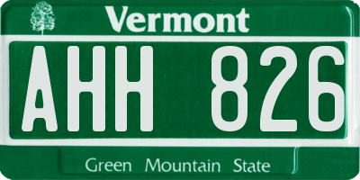 VT license plate AHH826