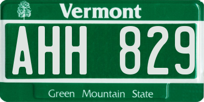 VT license plate AHH829
