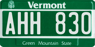 VT license plate AHH830