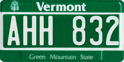 VT license plate AHH832