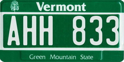 VT license plate AHH833