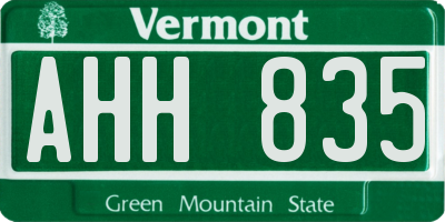 VT license plate AHH835