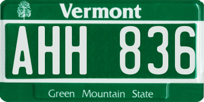 VT license plate AHH836