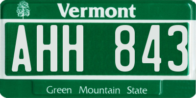 VT license plate AHH843