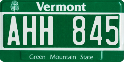 VT license plate AHH845
