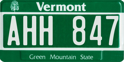 VT license plate AHH847