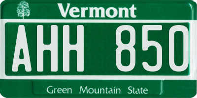 VT license plate AHH850