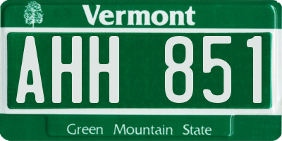 VT license plate AHH851
