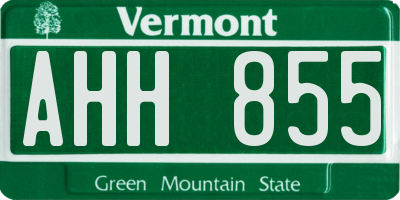 VT license plate AHH855