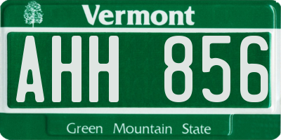 VT license plate AHH856