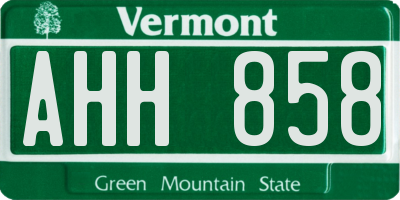 VT license plate AHH858