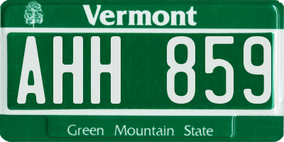 VT license plate AHH859