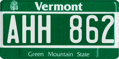 VT license plate AHH862