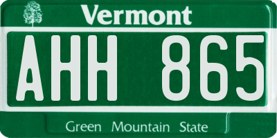 VT license plate AHH865