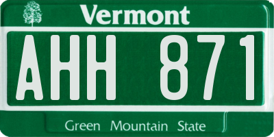 VT license plate AHH871