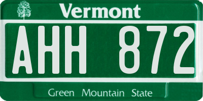 VT license plate AHH872