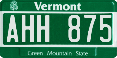 VT license plate AHH875