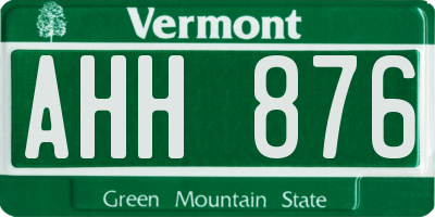 VT license plate AHH876