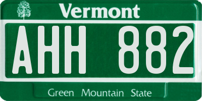 VT license plate AHH882