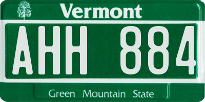 VT license plate AHH884